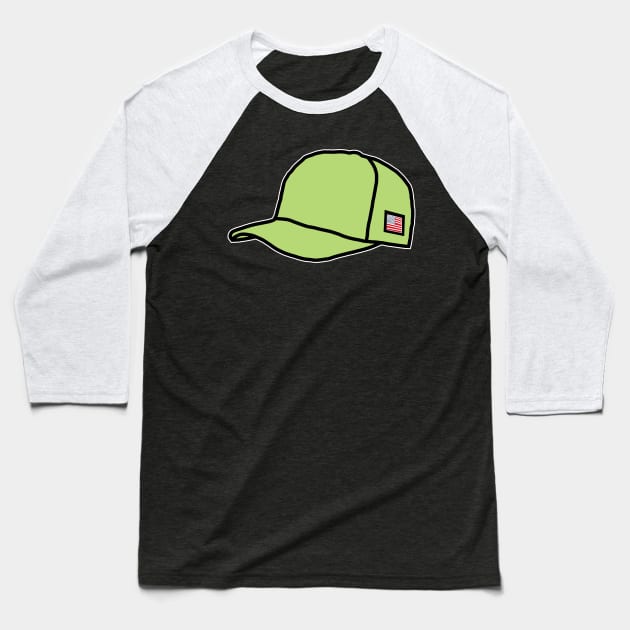 Trucker Hats Green Graphic Baseball T-Shirt by ellenhenryart